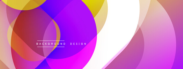 Abstract vibrant circles overlap, creating dynamic colorful background. Modern design utilizes gradients, smooth transitions.