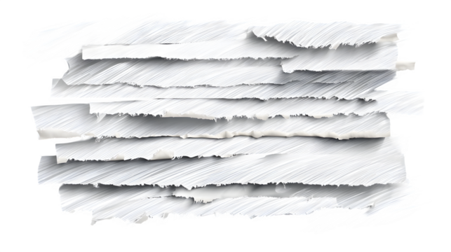 Illustration of white torn paper edges in strips on a transparent background