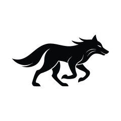 running wolf silhouette on white background vector