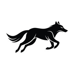 wolf running silhouette vector on white background