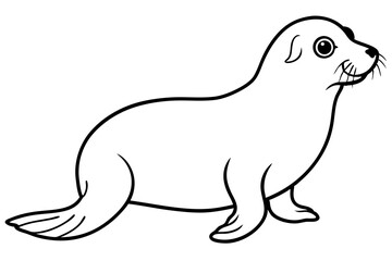 Seal vector illustration line art and white background