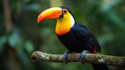 Fototapeta premium Vibrant toucan perched on branch