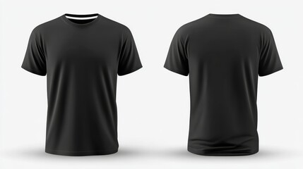 Plain Black T-Shirt Mockup Front and Back - Simple, versatile, blank black tee. Perfect for design presentations, showcasing prints, or branding. Clean, minimalist, stylish