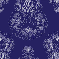 Vector illustration of Abstract Seamless pattern, classic flowers and leaves