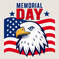 Patriotic Bald Eagle with American Flag and Stars for Independence Day Clipart.