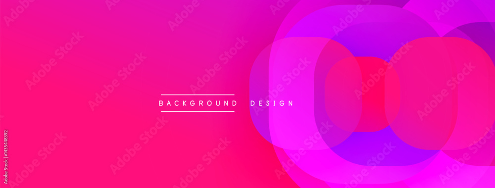 Poster vibrant pink purple gradient. overlapping circles create modern abstract design. minimalist aestheti