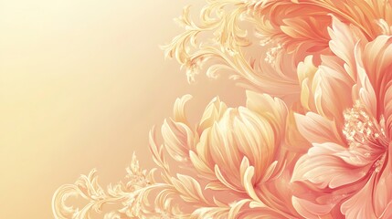 Peach Floral Baroque Design.