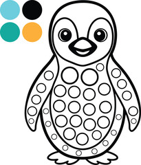Cute Penguin Coloring Page with Dotted Pattern for Kids