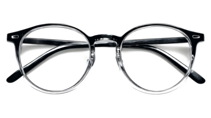 Pair of reading glasses with thin frame isolated on transparent background, hd realistic 8k,
