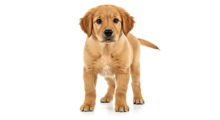 Puppy Standing Looking at Camera on White Background