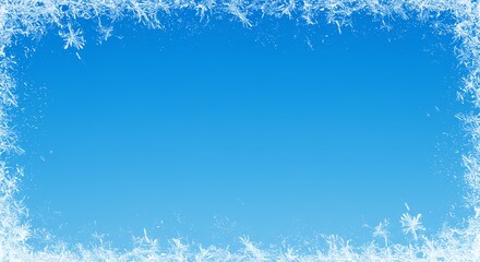 Frost Pattern on Window with Blue Gradient Background