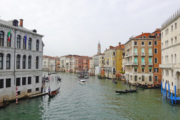 The view of Grand Canal in Venice from the Rialto Bridge, Italy   