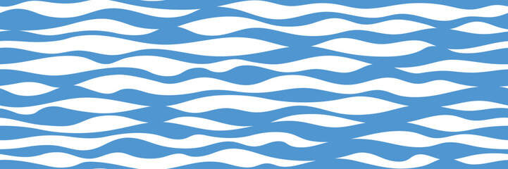 Seamless pattern, wavy lines, sea waves stylization, vector background
