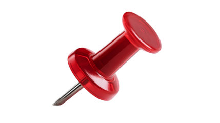 Red pushpin illustrated in a bold and minimal art style on a transparent background