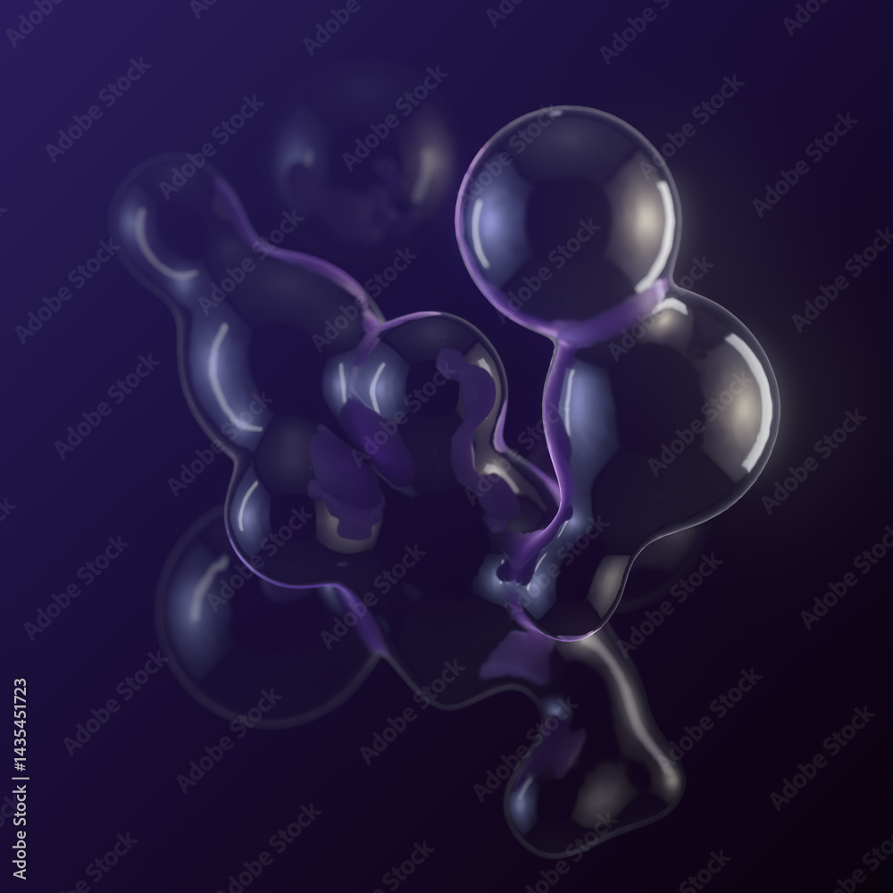 Leinwandbilder Digital illustration of abstract spherical shapes that resemble weightless bubbles. Their smooth surfaces reflect light, creating soft reflections. 3d rendering