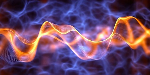 Obraz premium Abstract image of vibrant orange wave flowing through a hazy blue background