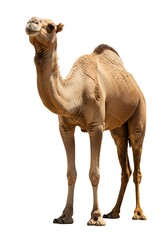 Standing Camel Isolated Against White Background Close-up