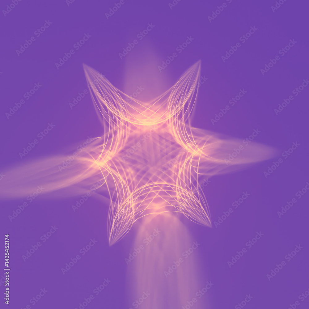 Leinwandbilder abstract 3d rendering illustration of a geometric figure made up of smooth shapes and thin pink line