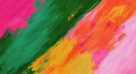Obraz premium Vibrant Abstract Painting in Pink, Green, Orange, and Yellow