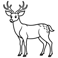 Deer vector illustration line art and white background