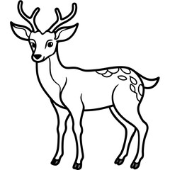 Deer vector illustration line art and white background