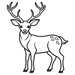 Deer vector illustration line art and white background