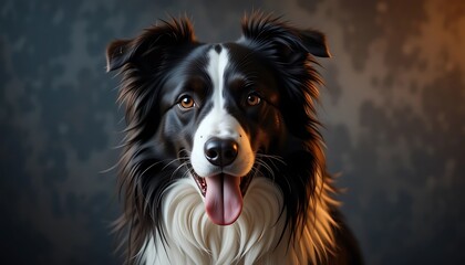Fototapeta premium Border Collie Portrait: A Striking, Realistic Artistic Rendering