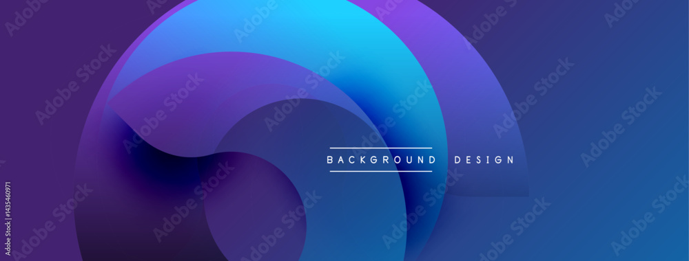 Poster Abstract flowing shapes, vibrant blues, purples create modern background. Gradient effect adds depth, visual interest.