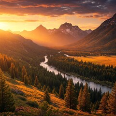 Obraz premium sunrise over the mountains