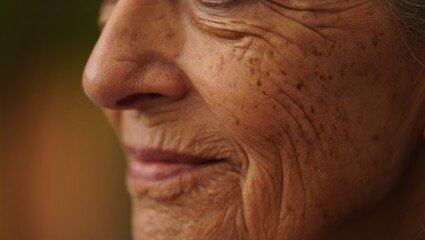 Fototapeta premium Macro Texture of Aging Human Skin with Wrinkles and Age Spots — AI Generated