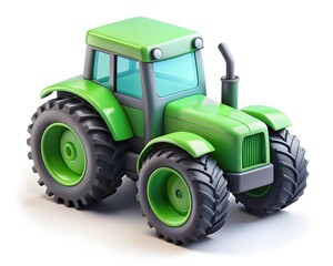 Obraz premium 3D Green Tractor icon Illustration - Farm Vehicle Graphic Icon