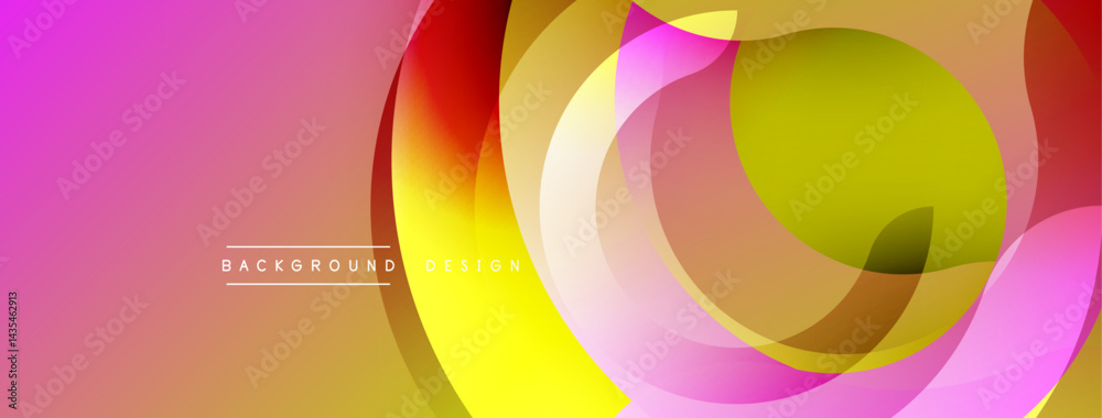 Poster Abstract colorful layers create dynamic composition. Gradient shades blend, forming modern visual experience. Smooth curves dominate design.
