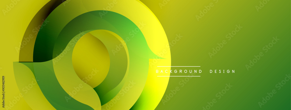 Fototapete Abstract layers create swirling green, yellow gradient. Modern design evokes movement, depth, visual interest. Simple, clean aesthetic.