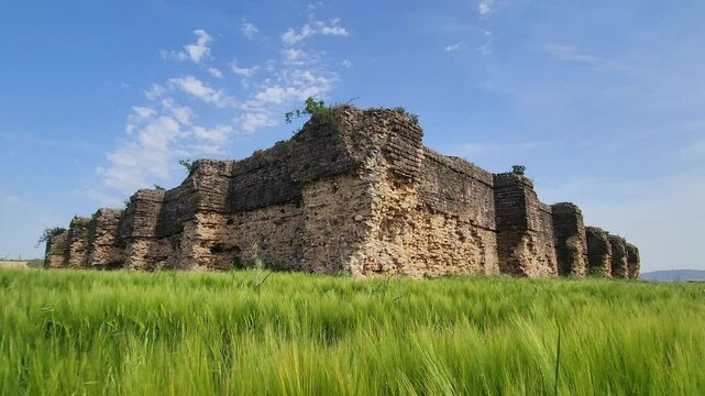Northeastern view of the Bayrampaşa Caravanserai, or Kesiri Han, built near the Cakit River in Altinova, Karaisali, Adana (1637-1638) during Sultan Murad IV&rsquo;s reign, served Ottoman military purposes