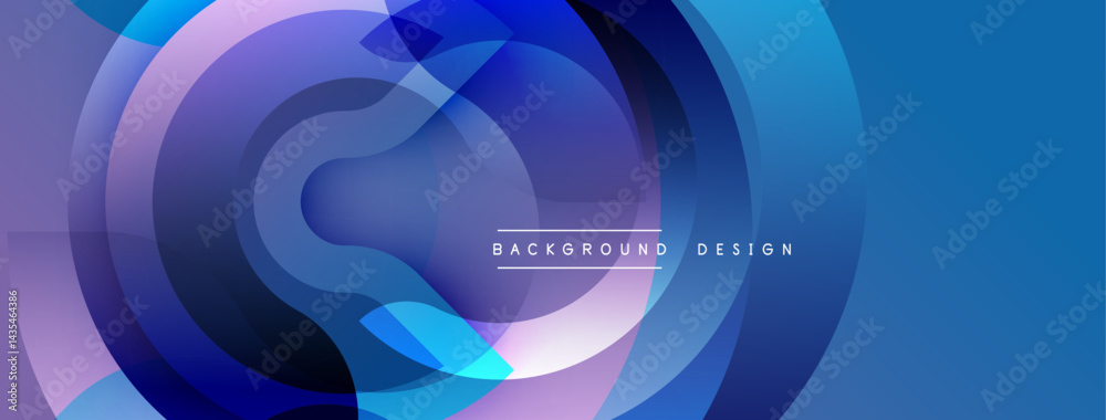 Poster abstract fluid shapes, vibrant blues, purples create modern background. overlapping layers suggest d
