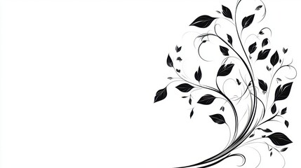 A black and white abstract floral design.