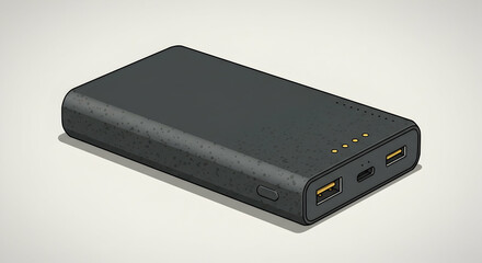 Portable Power Bank on White Background for Charging Devices