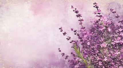Obraz premium Lavender flowers with pink textured background.