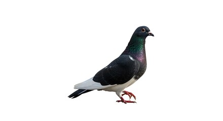Fototapeta premium Pigeon Standing Profile Isolated Against White Background