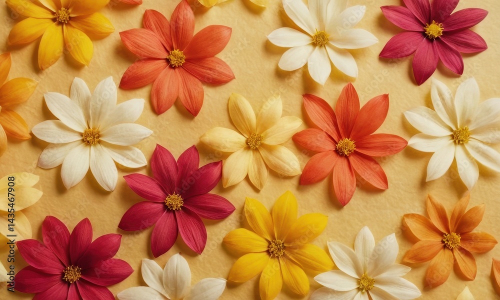 Poster a close-up view of a bouquet of fresh flowers arranged on a table