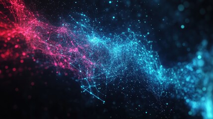 Fototapeta premium Abstract digital background featuring a glowing Earth with interconnected nodes, representing the internet, blockchain technology, and global data exchange, high-tech business and communication theme.