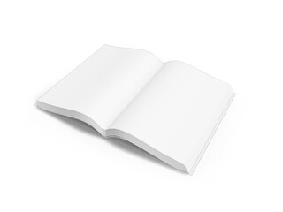 Blank White Opened Book Mockup on Isolated White Background