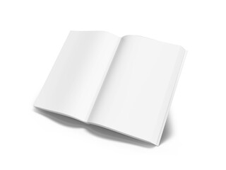 Blank White Opened Book Mockup on Isolated White Background