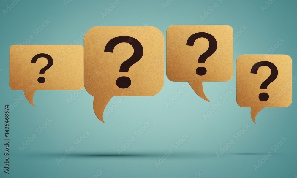 Aufkleber a collection of question marks on speech bubbles