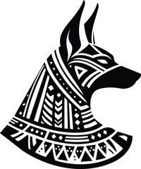 Ancient anubis black white vector silhouette tribal pattern