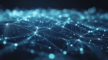 Abstract digital background featuring a glowing Earth with interconnected nodes, representing the internet, blockchain technology, and global data exchange, high-tech business and communication theme.