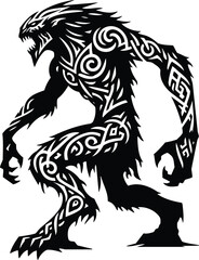 Isolated draugr tribal art silhouette symbol