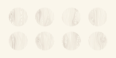 Wood tree pattern texture icon, trunk with annual circle line of age pictogram, set vector design