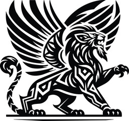 Geometric patterned Manticore symbol modern tribal vector silhouette