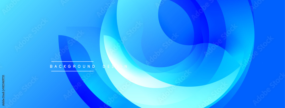 Poster Abstract blue layers create flowing shapes. Gradient hues offer dynamic visual experience. Modern design for backgrounds, presentations.